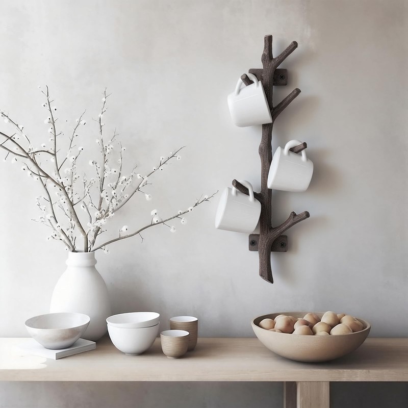 12" Cast Iron Tree Branch Vertical Coat Hat Rack Wall Mount Heavy Duty Decora... gallery
