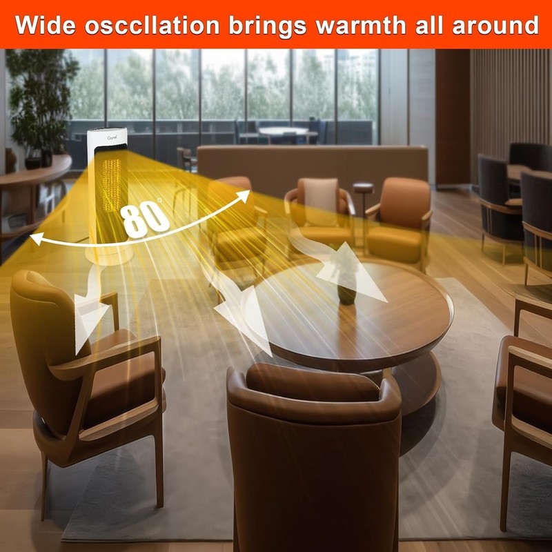 Oscillating Portable Ceramic Tower Heater 1500W Digital Thermostat 12Hour Timer gallery
