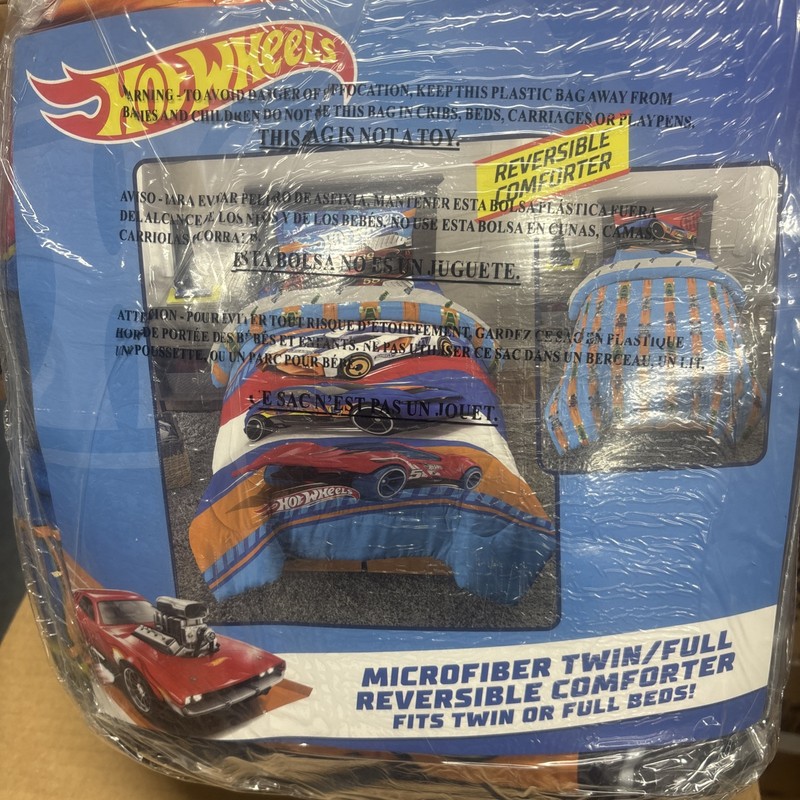 Vibrant Hot Wheels Reversible Comforter for Kids - 86" x 72" Twin/Full Size NEW gallery