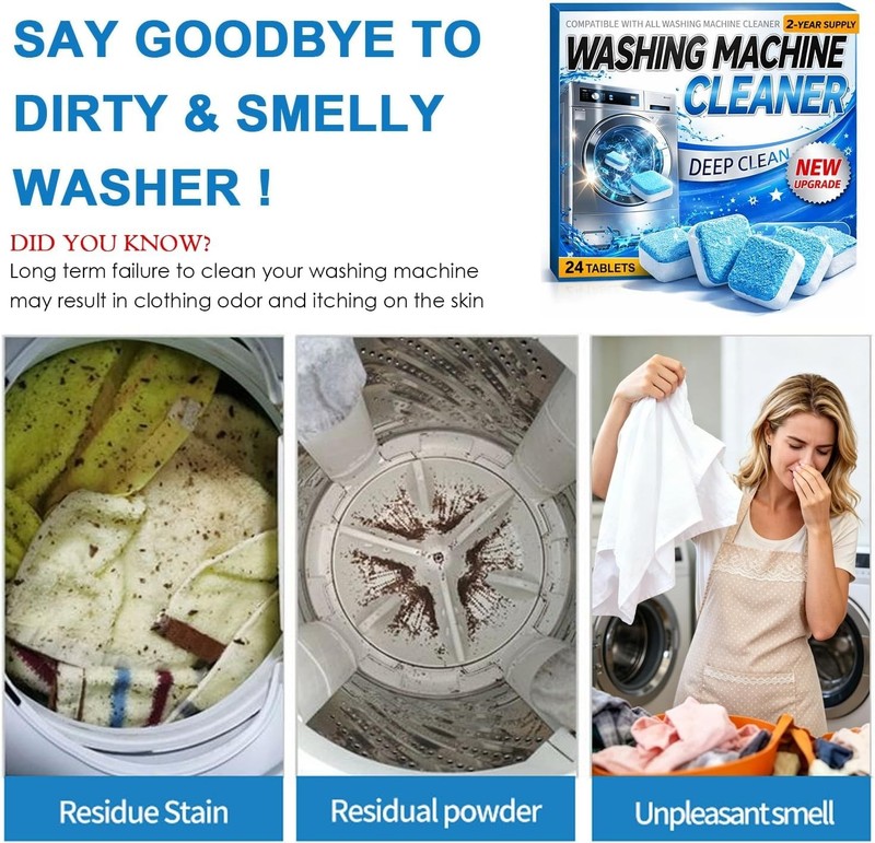 Washing Machine Cleaner Tablets 24 Pack Enzyme Deep Clean Front Load Washer gallery