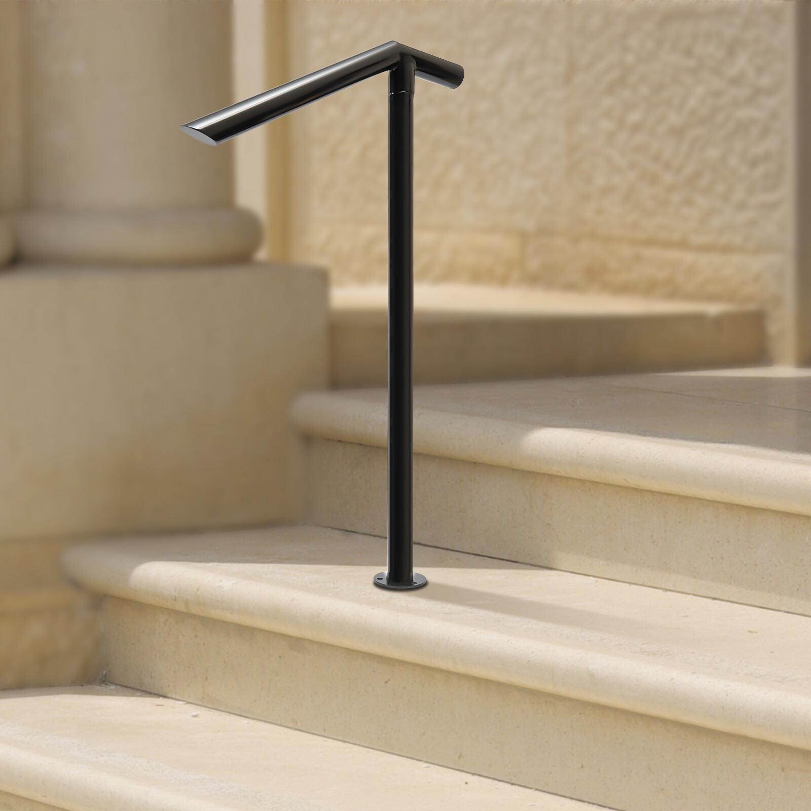 Outdoor Stair Railing Step Handrail Iron Post for Outdoor Porch 2 / 3 Steps Rail gallery