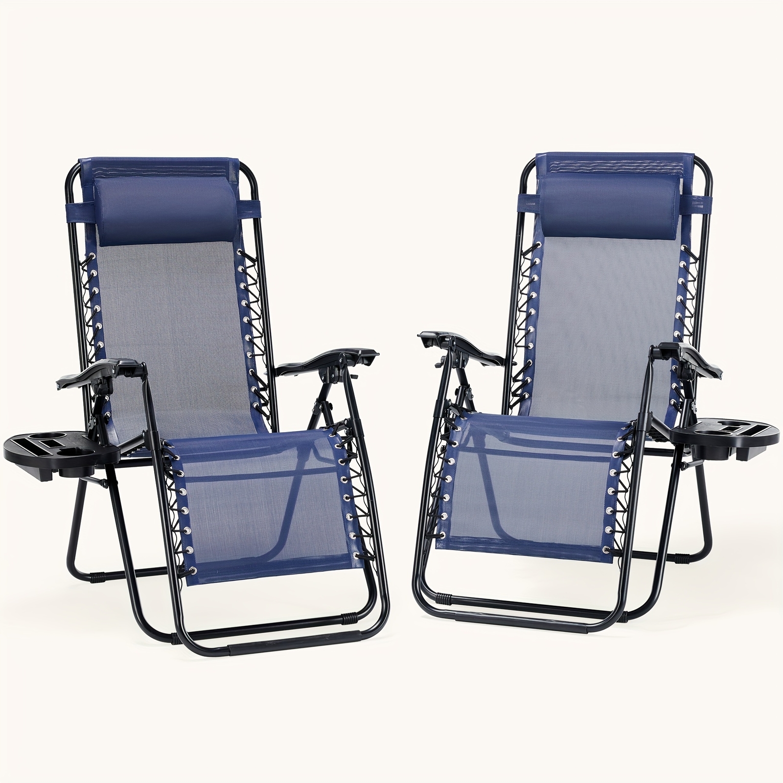Set of 2 Steel Ergonomically Designed Zero Gravity Lounge Chair Lying Recliner gallery