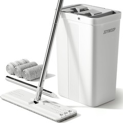 Flat Mop System Microfiber Mop and Bucket Set White Household & Commercial Floor