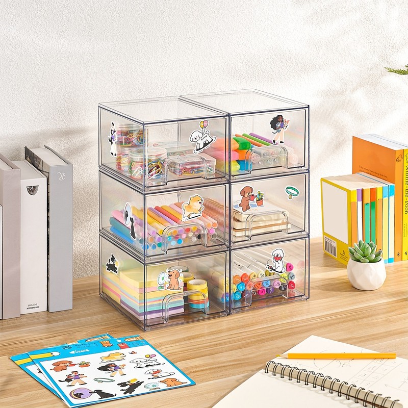 6/8 Pack Cosmetic Storage Box, Transparent Acrylic Stackable Storage Drawer gallery