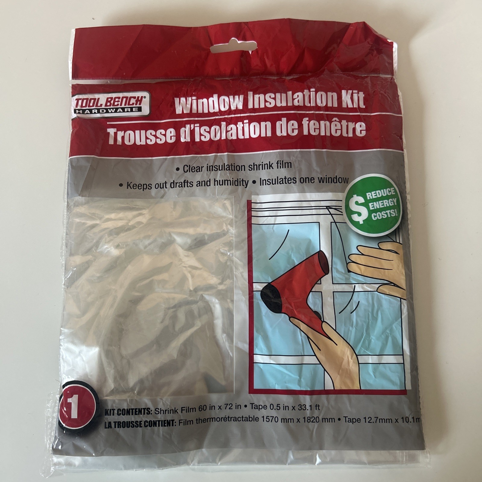 Window Insulation Kit Shrink Film Clear Keep out Draft & Humidity 60 x 72 Inches gallery