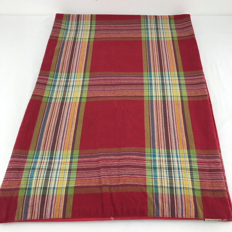 Pottery Barn Red Plaid Table Runner 17 x 102 inches 100% Cotton ~ Lined gallery