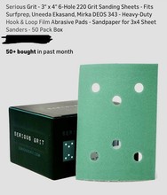 Serious Grit 3" x 4" Sanding Sheets 220 Grit 6 Hole Hook & Loop Film Pads 50pcs gallery