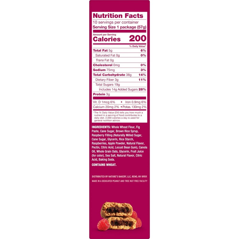 Nature's Bakery Raspberry Fig Bars Snack, 10 Pack, 2 oz Each, Box gallery