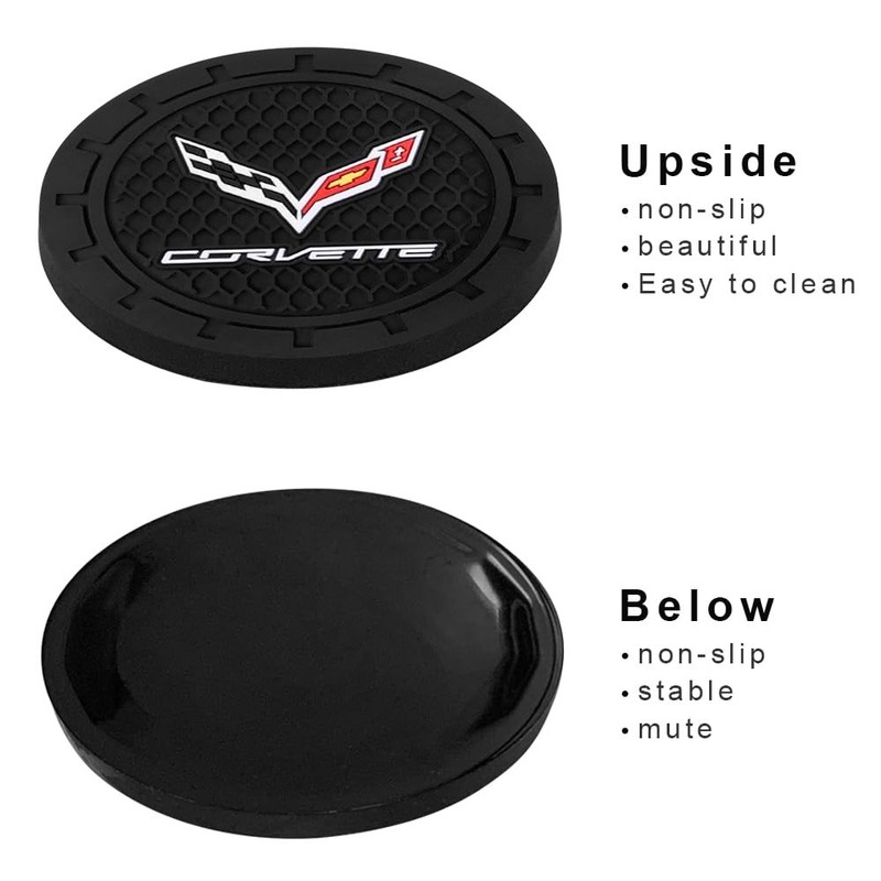 Silicone Car Cup Holder Coasters for Corvette 2 Pack, 2.75 Inches, Black gallery