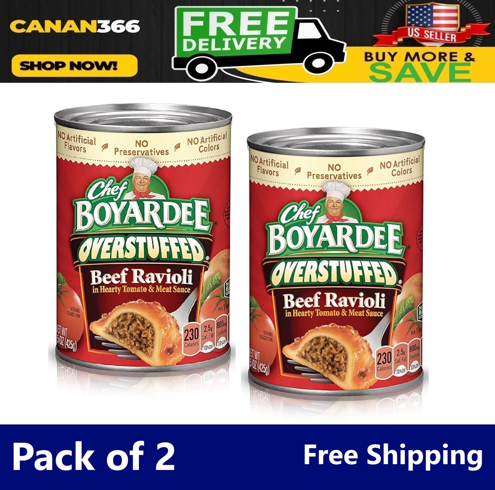 Overstuffed Beef Ravioli, Tomato and Meat Sauce15 Oz Can - 2 Pack gallery