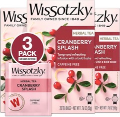 Cranberry Herbal Tea (3 Pack – 60 Teabags) | Refreshing Blend | Caffeine Tea |