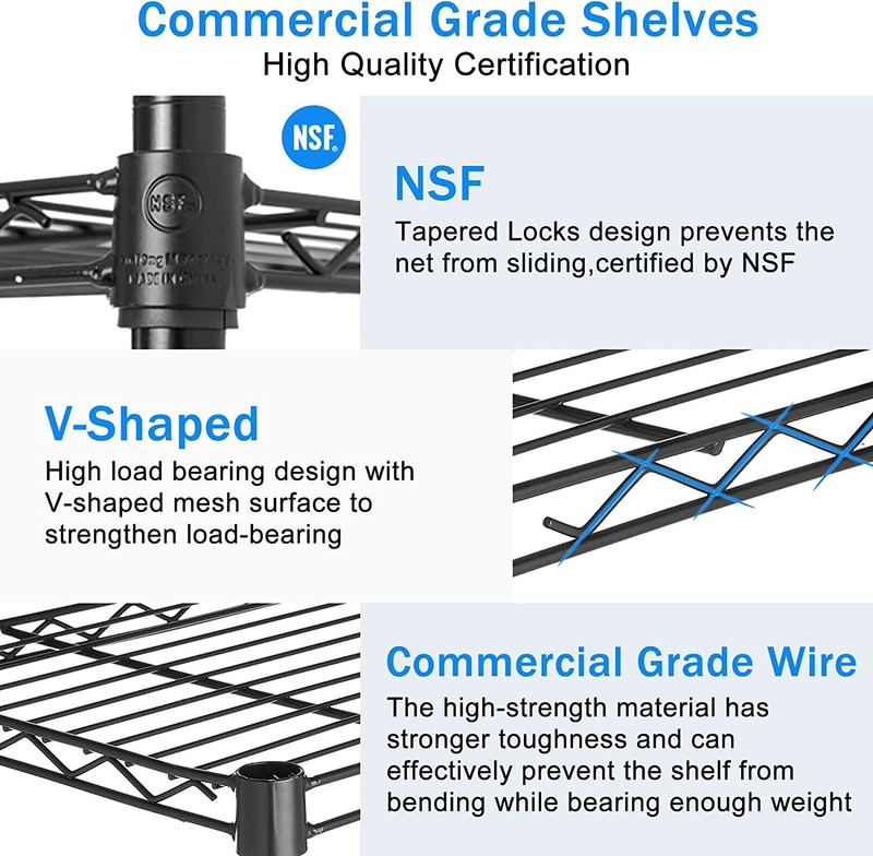 6 Tier Adjustable Wire Shelving Unit, NSF Metal Shelf Storage Rack With Wheels gallery