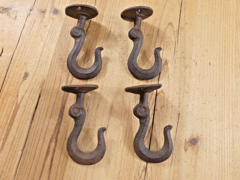 4 Ceiling Hooks Hanging Plant Hook Rustic Cast Iron 4 1/2" Coat Tow Chain Hanger gallery