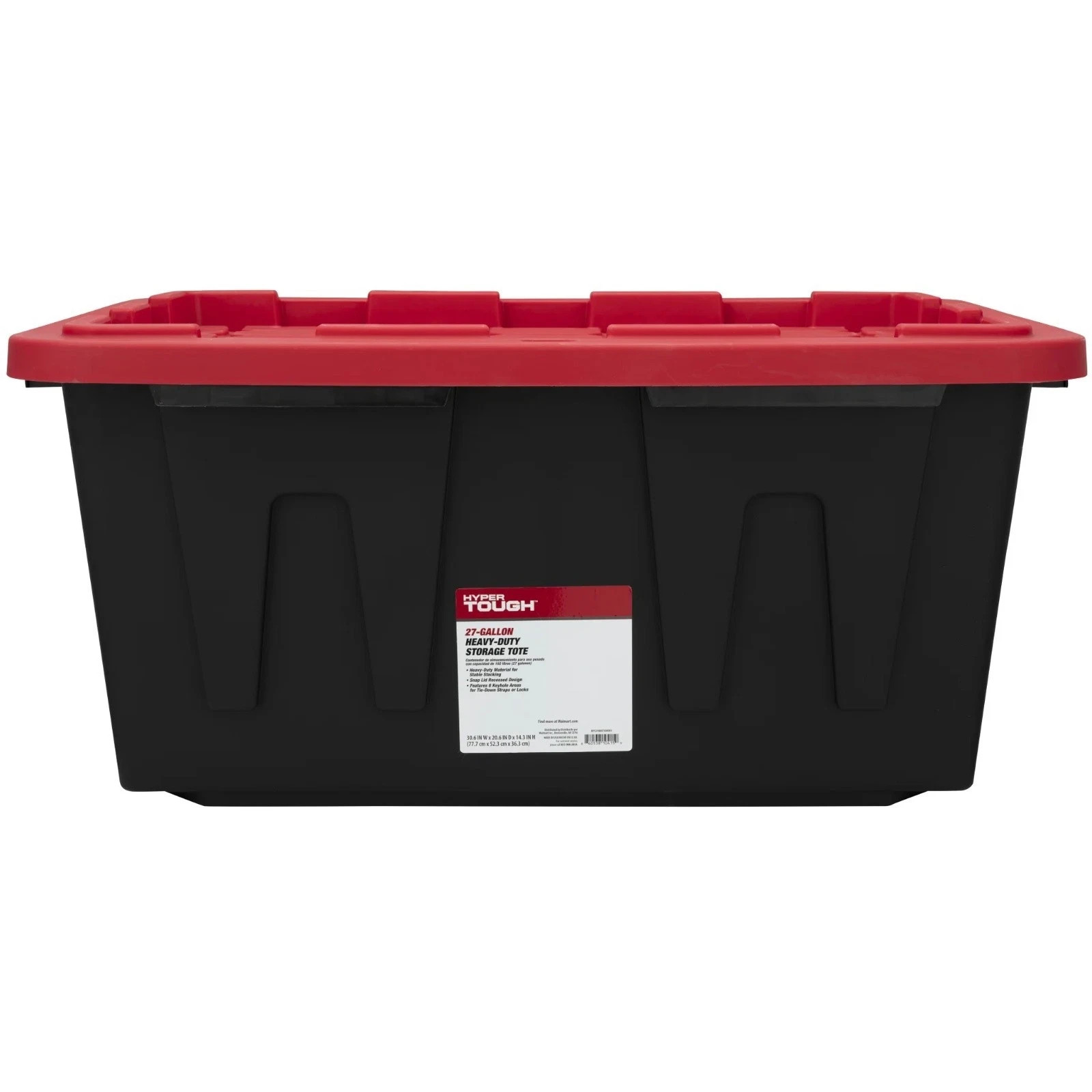 Hyper Tough 27 Gallon Heavy Duty Storage Bin - 4 Pack with Snap Lids, Black/Red gallery
