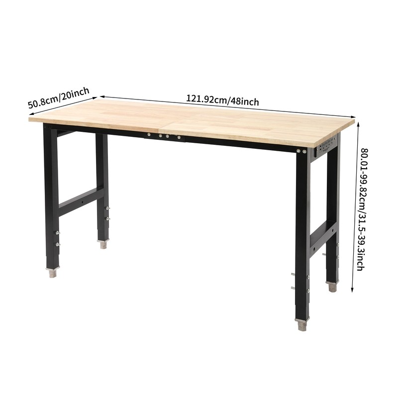 Max 2000 lbs Adjustable Height Workbench W/Power Outlets Heavy-Duty Work Table gallery