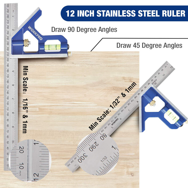 WORKPRO Rafter Square Combination Square Tool Set Rafter Square Layout Tool NEW gallery