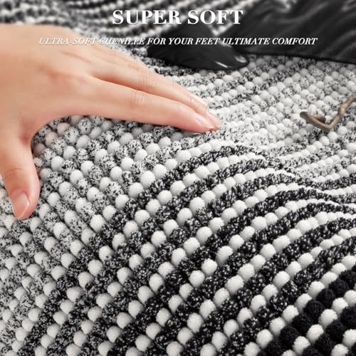 BSICPRO Bathroom Rugs, 2 Piece Thick Absorbent Chenille Bath Mat Rug Set, Black gallery