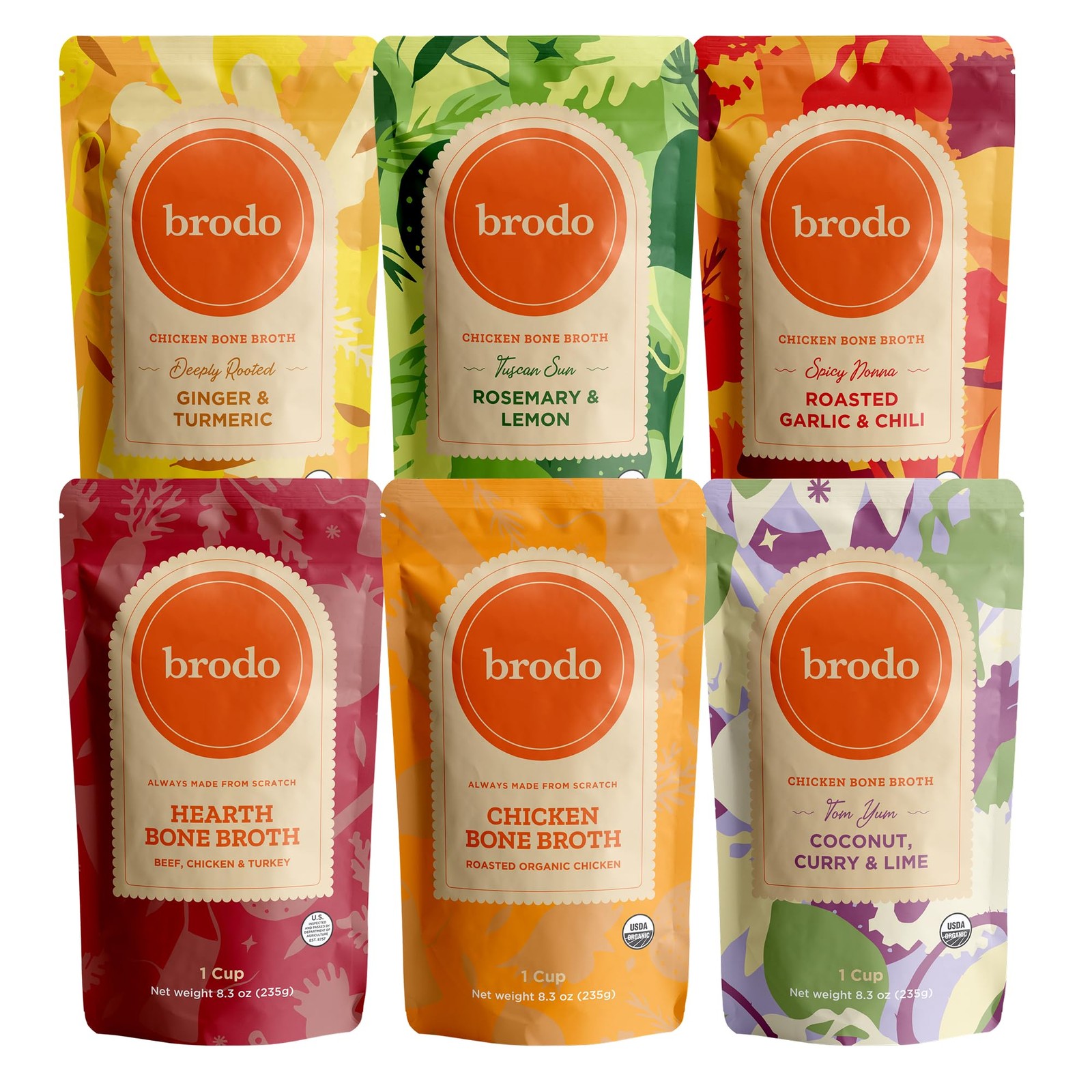 Brodo Broth Variety Pack Single Serving Pouches Not Made From Concentrate gallery
