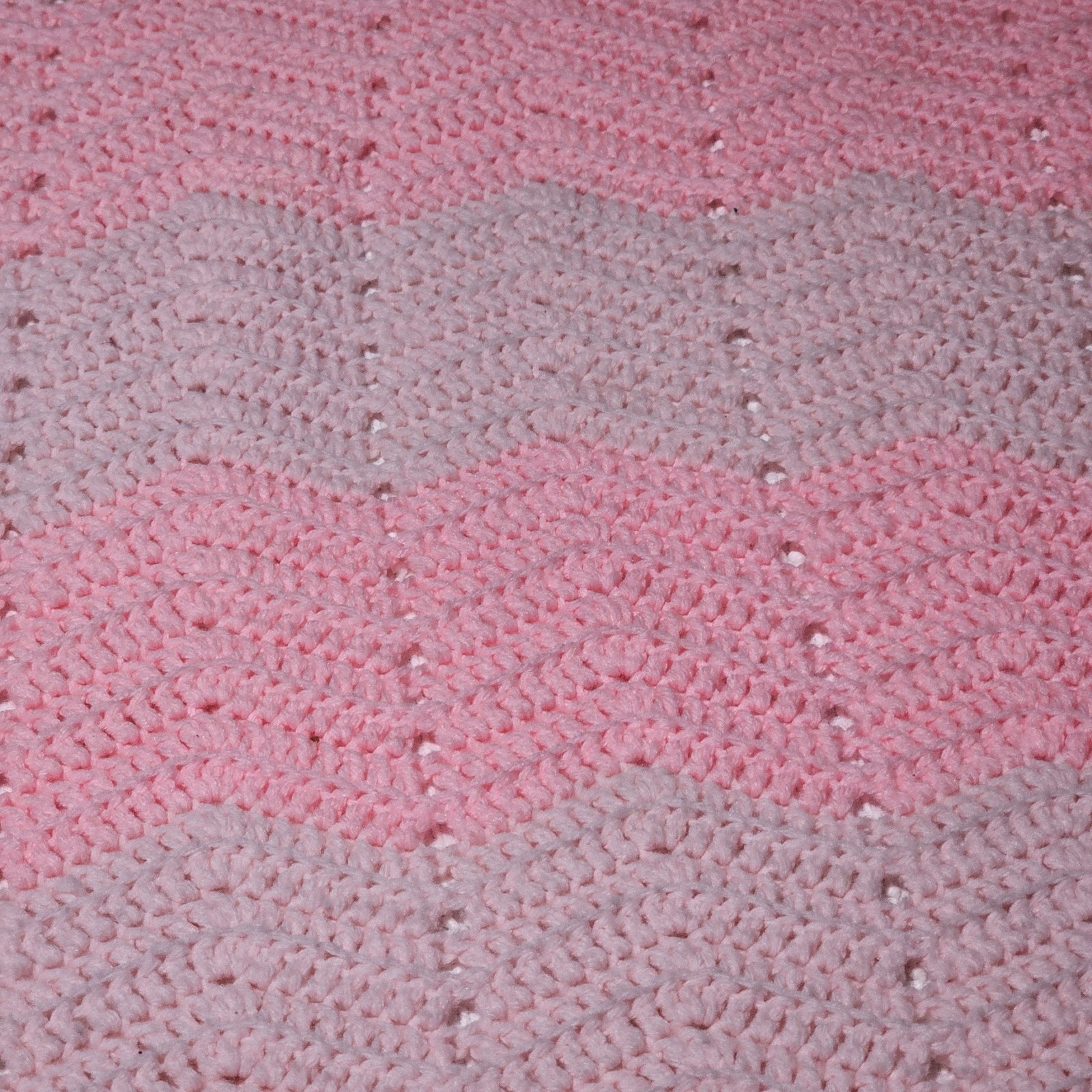 Crochet Handmade Afghan Throw Blanket Pink Ombre Chevron Stripe 58" X 49" gallery