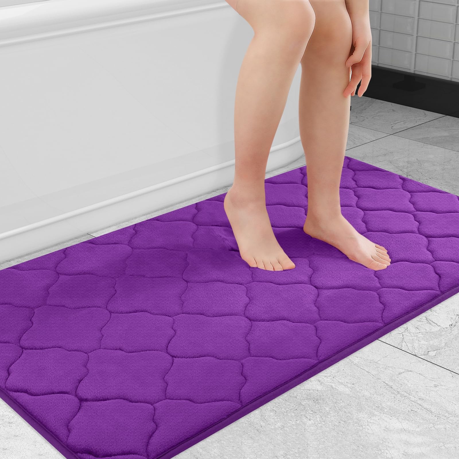 Memory Foam Bath Mat Soft Absorbent 47x24 In Non Slip Washable Shower Floor Rug gallery