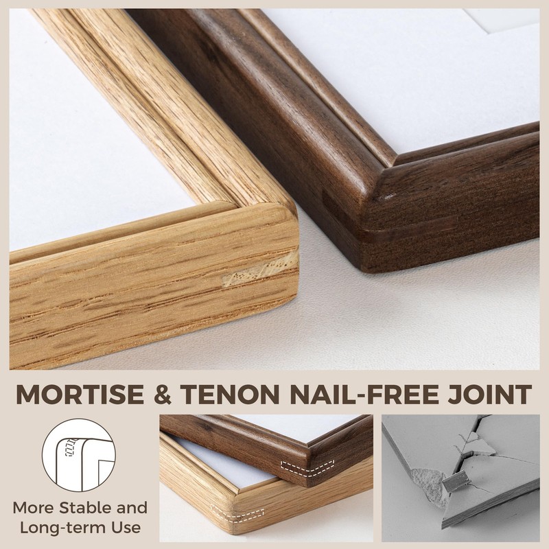 8x10 Picture Frame for Wall, Solid Walnut Wood Frames 8 x 10 with Mat for 5 x... gallery