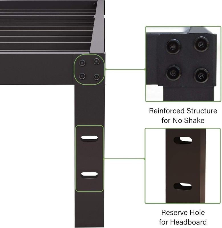 Squeak Resistant 14-Inch Platform Bed Frame - 3500 lbs, Stylish Black Finish gallery
