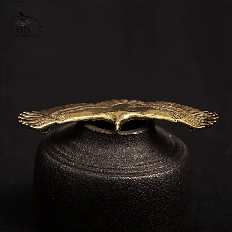 Brass Eagle Button Animal Statue Small Sculpture Tabletop Figurine Decor Gifts gallery