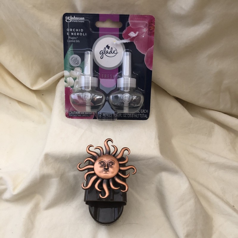 Antiqued Copper Plastic Sun PIER 1 PlugIns Oil Diffuser + Glade Orchid Neroli gallery