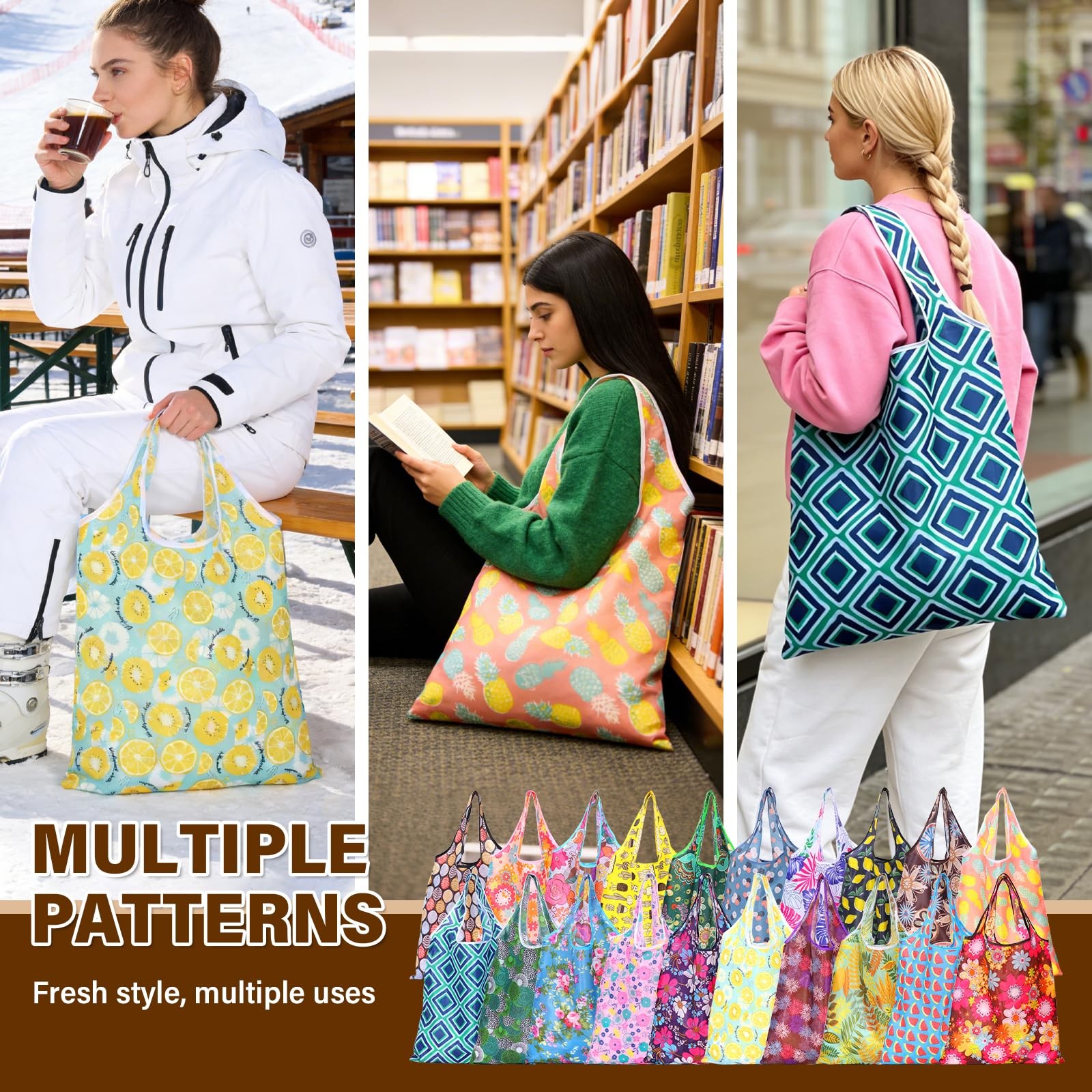 20 Pack Reusable Grocery Bags, 22lbs Large Reusable Shopping Bags Foldable Gr... gallery