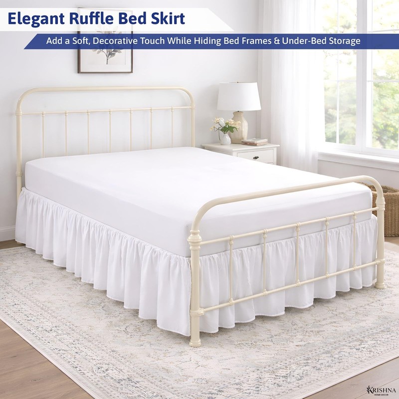Krishna Ruffled Bed Skirt Split Corners Queen 100 Microfiber Hotel Quality 15 gallery