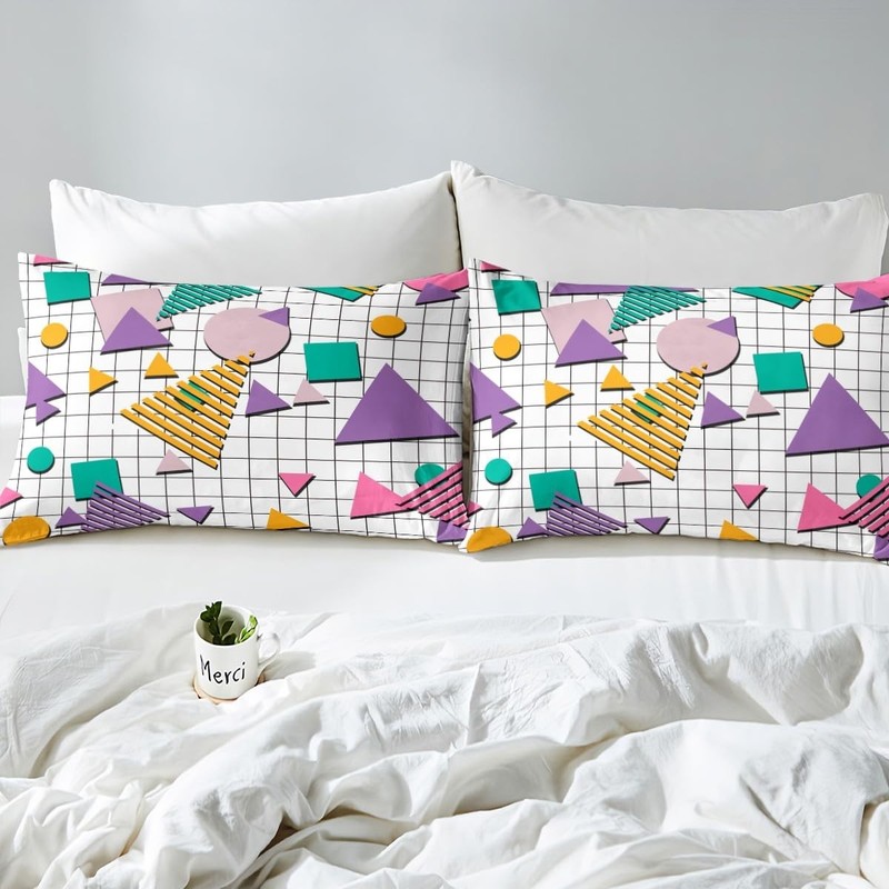 80s 90s Memphis Bedding Set Full Size Memphis Geometric Comforter Cover Set f... gallery