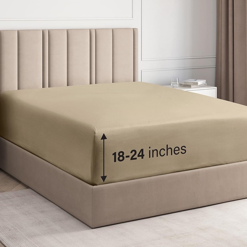 Extra Deep Microfiber Fitted Sheet Only, Fits 18"-24" Mattress, by CGK Linens gallery