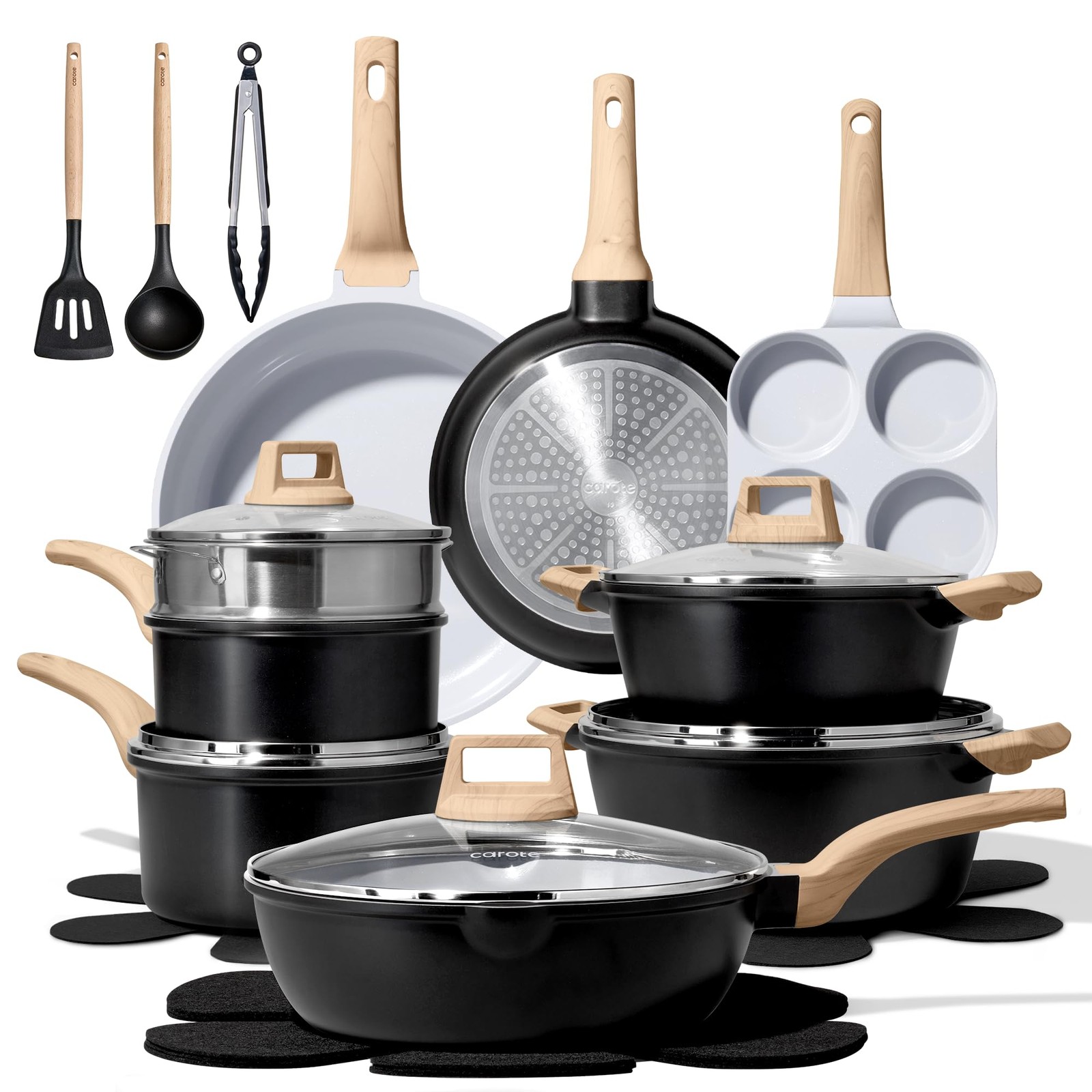 CAROTE 21pc Nonstick Pots & Pans Set, Induction Safe, PFOS/PFOA Free gallery