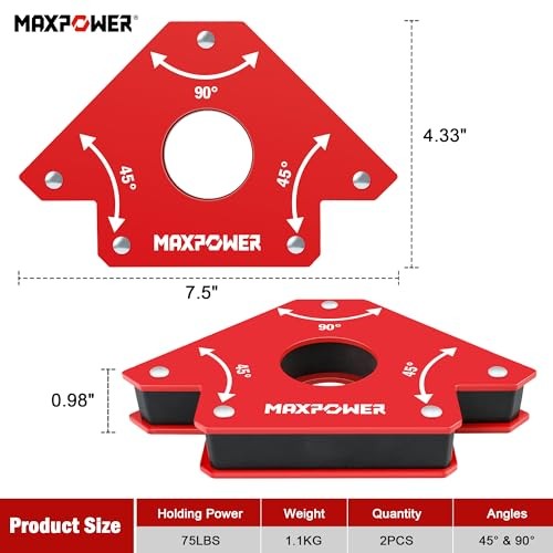 Welding Magnets, 2-piece Welding Magnet Set, 75 LBS Holding Power Welding gallery