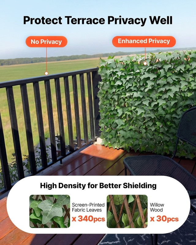 25x126in Expandable Artificial Greenery Screen with fifty Zip Ties Realistic gallery