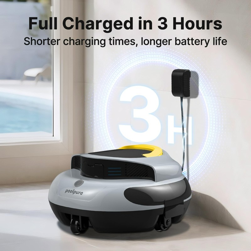 POOLPURE Cordless Robotic Pool Cleaner - 100Min Runtime, Advanced Navigation gallery
