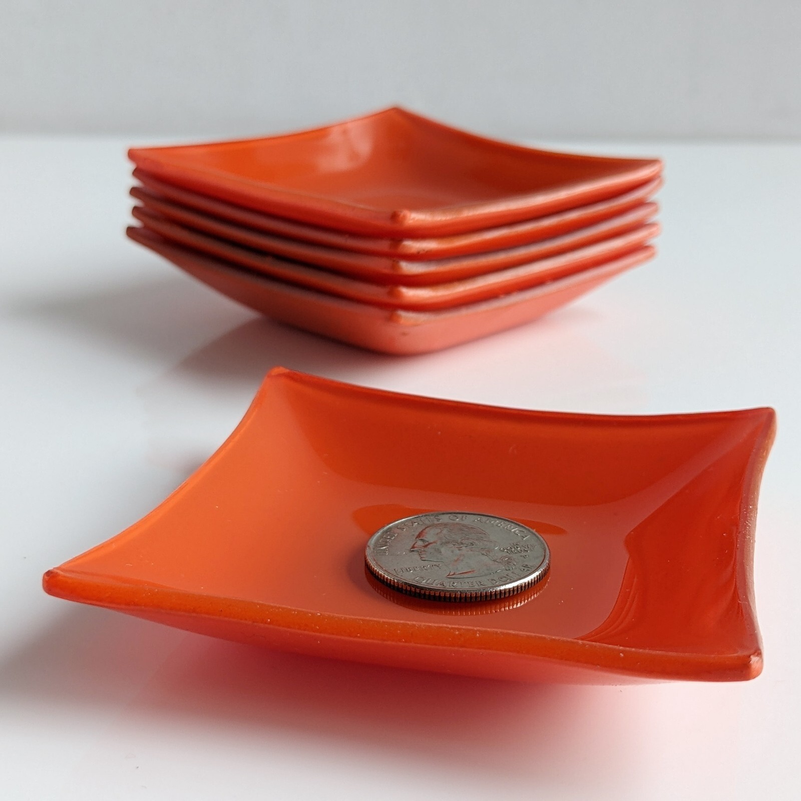 VTG Orange Condiment Dishes CB2 Little Cayman 3.5" Glass Set of 6 Good Condition gallery