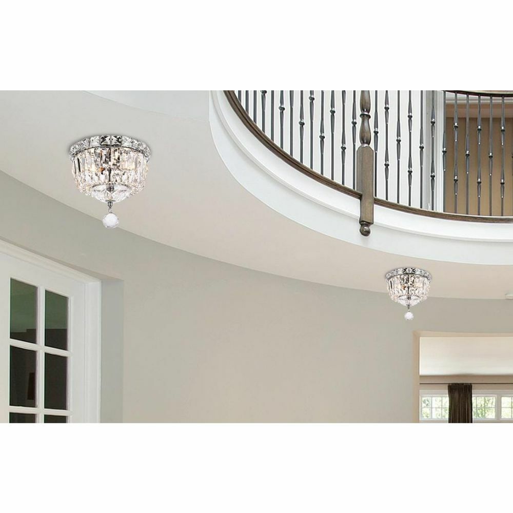 Chandelier Crystal Flush Mount Chrome Bedroom Hallway Bathroom Light Fixture 8" gallery