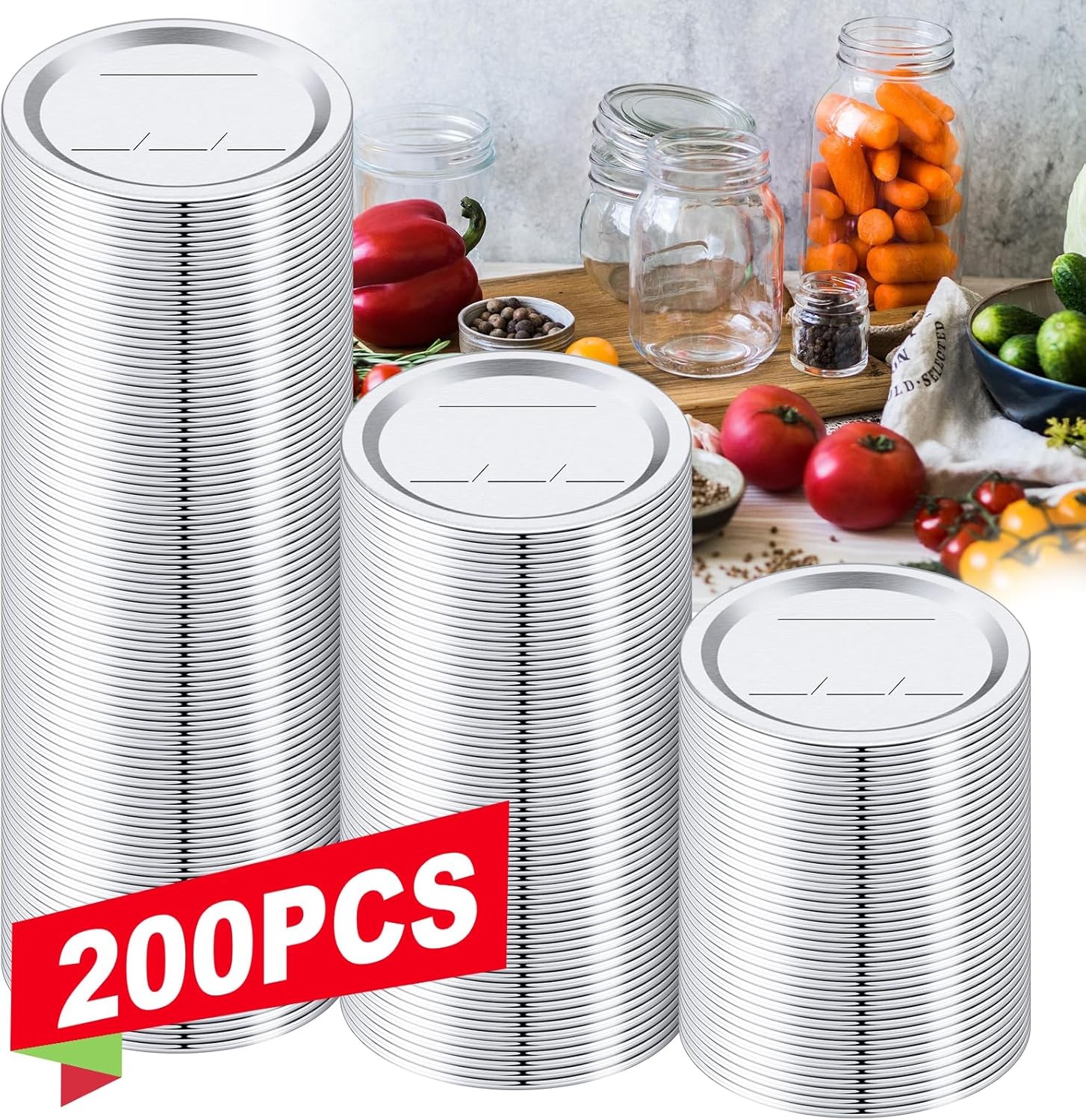 200 Pack Regular Mouth Canning Lids, 70mm/2.76 in Mason Jar Replacement Caps gallery