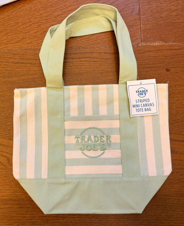 NEW Trader Joe’s Mini Canvas Striped Tote Bags (Pink, Sky Blue, Green, Sand) gallery