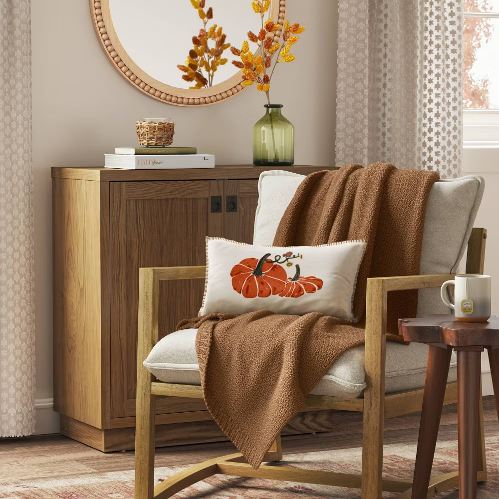 Oversized Recycled Knit Throw Blanket Brown - Threshold gallery