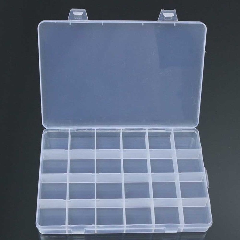 2Pcs 24 Grid Plastic Compartments For Jewelry Bead Organizer Storage Box Case US gallery