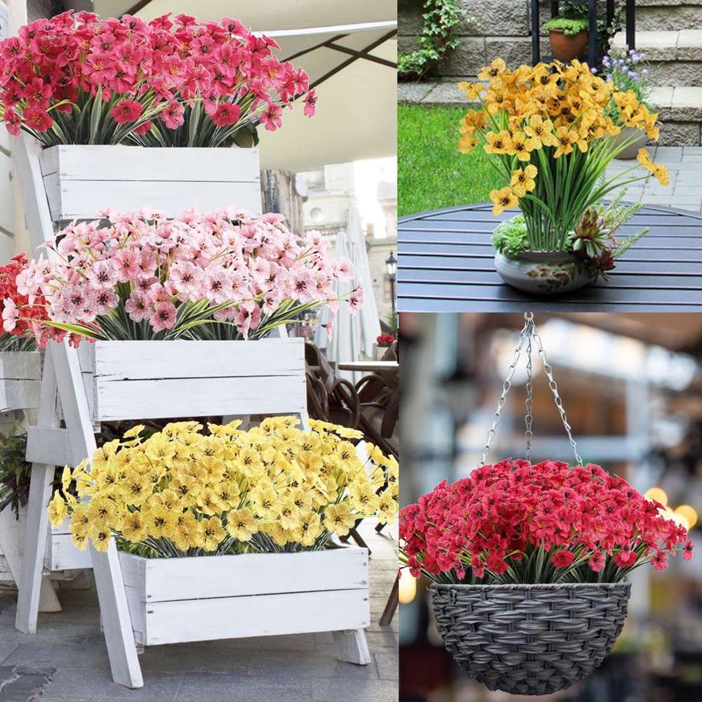 2-8 BundlesArtificial Flowers Fake Plants Decor Vine Hanging Outdoor Home Garden gallery