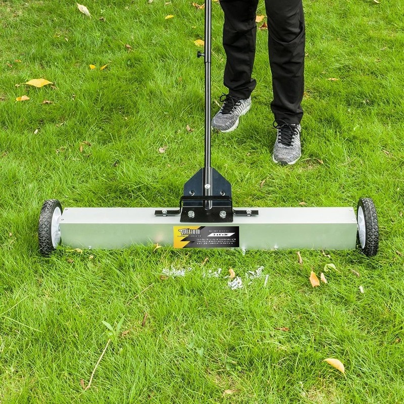 24-Inch Rolling Magnetic Pick-Up Sweeper with Adjustable Long Handle and Wheels gallery