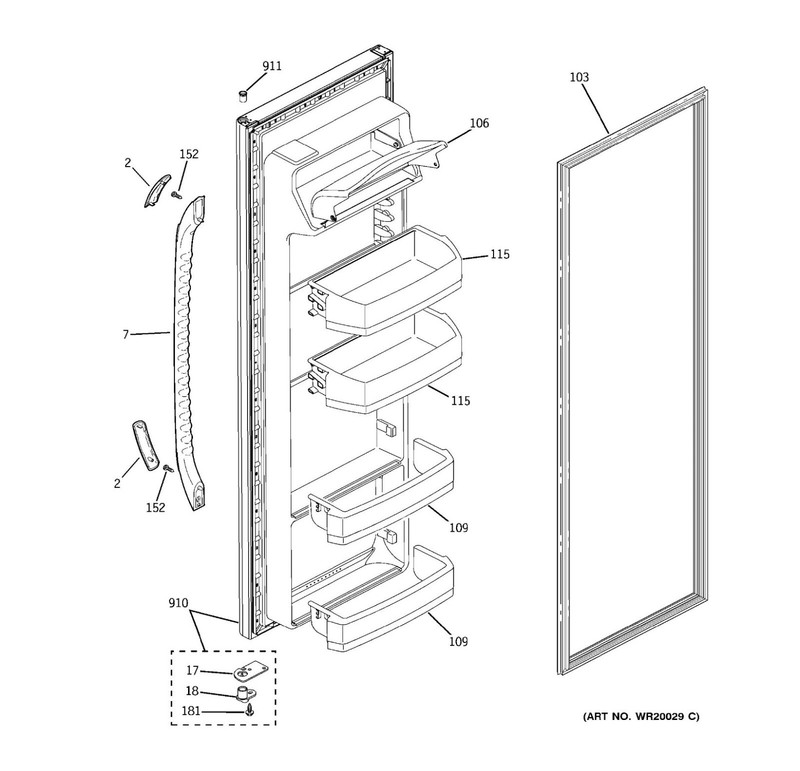 GE Refrigerator: Upper Door Bin 16" (WR71X10722 / WR71X10957) (P6913) gallery