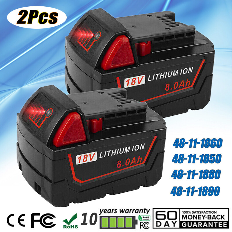 2PACK For Milwaukee for M18 8.0Ah Lithium Extended Capacity Battery 48-11-1880 gallery