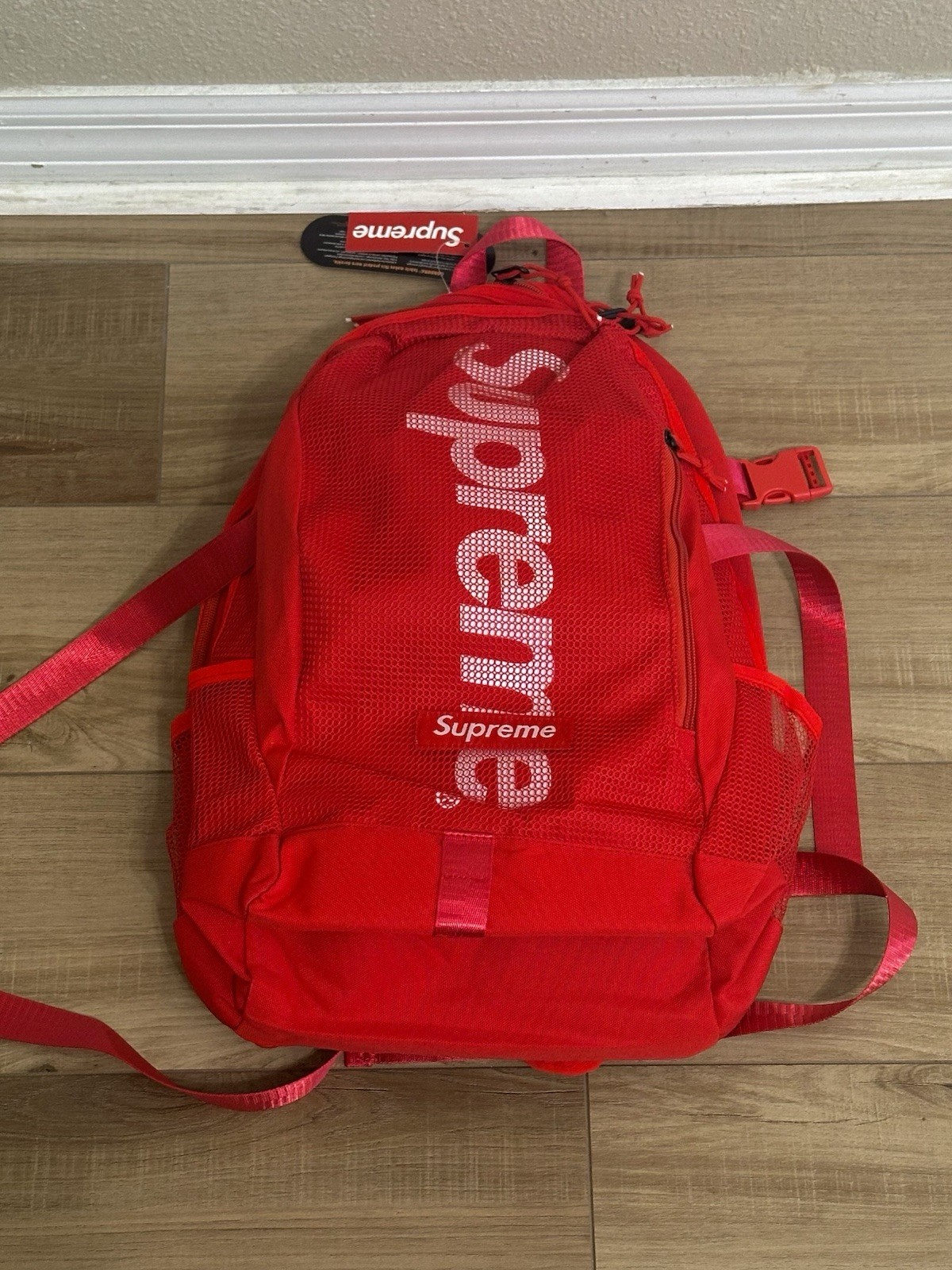 Red supreme backpack  2