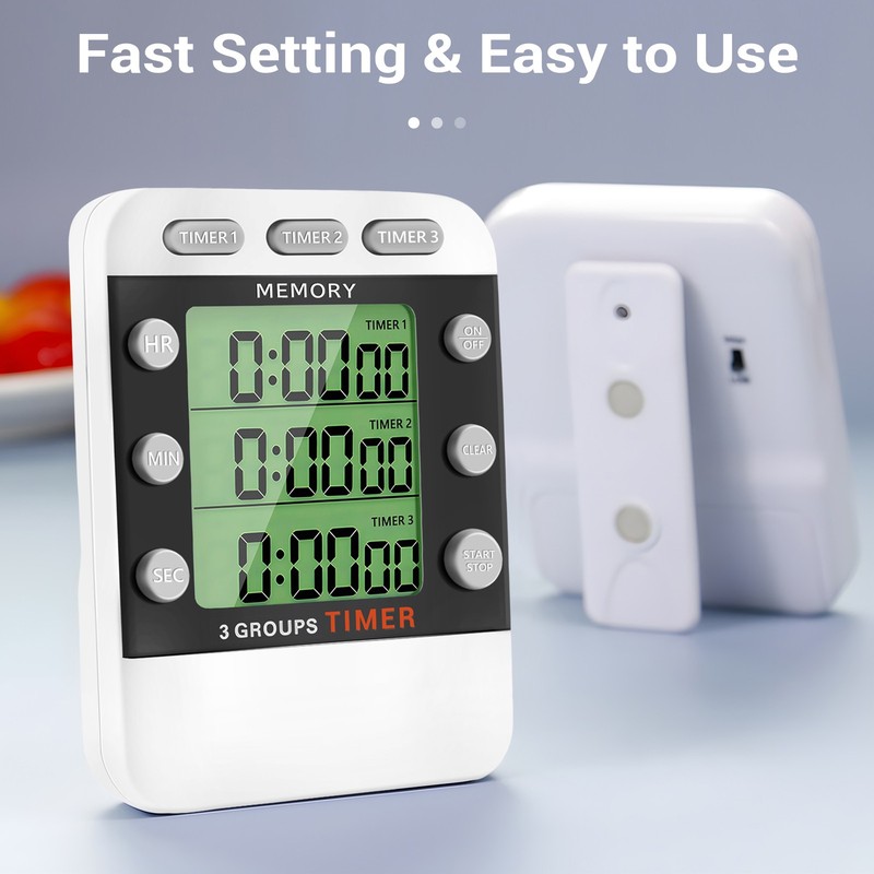 Digital Dual Kitchen Timer, 3 Channels Count /Down Timer, Triple Cooking7077 gallery