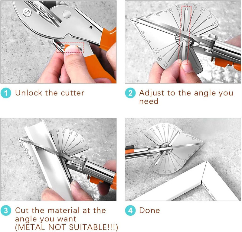 Upgraded Multi Angle Miter Shear Cutter Cuts 45 to 135 Degree Miter Snips Cuttin gallery