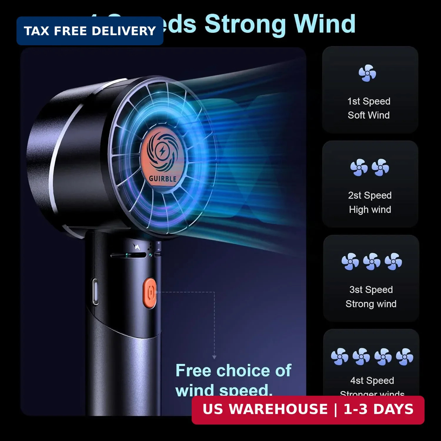 Handheld Fan,Portable Turbo Fan,Powerful Personal Fan(7000rpm High-Speed Motor,B gallery